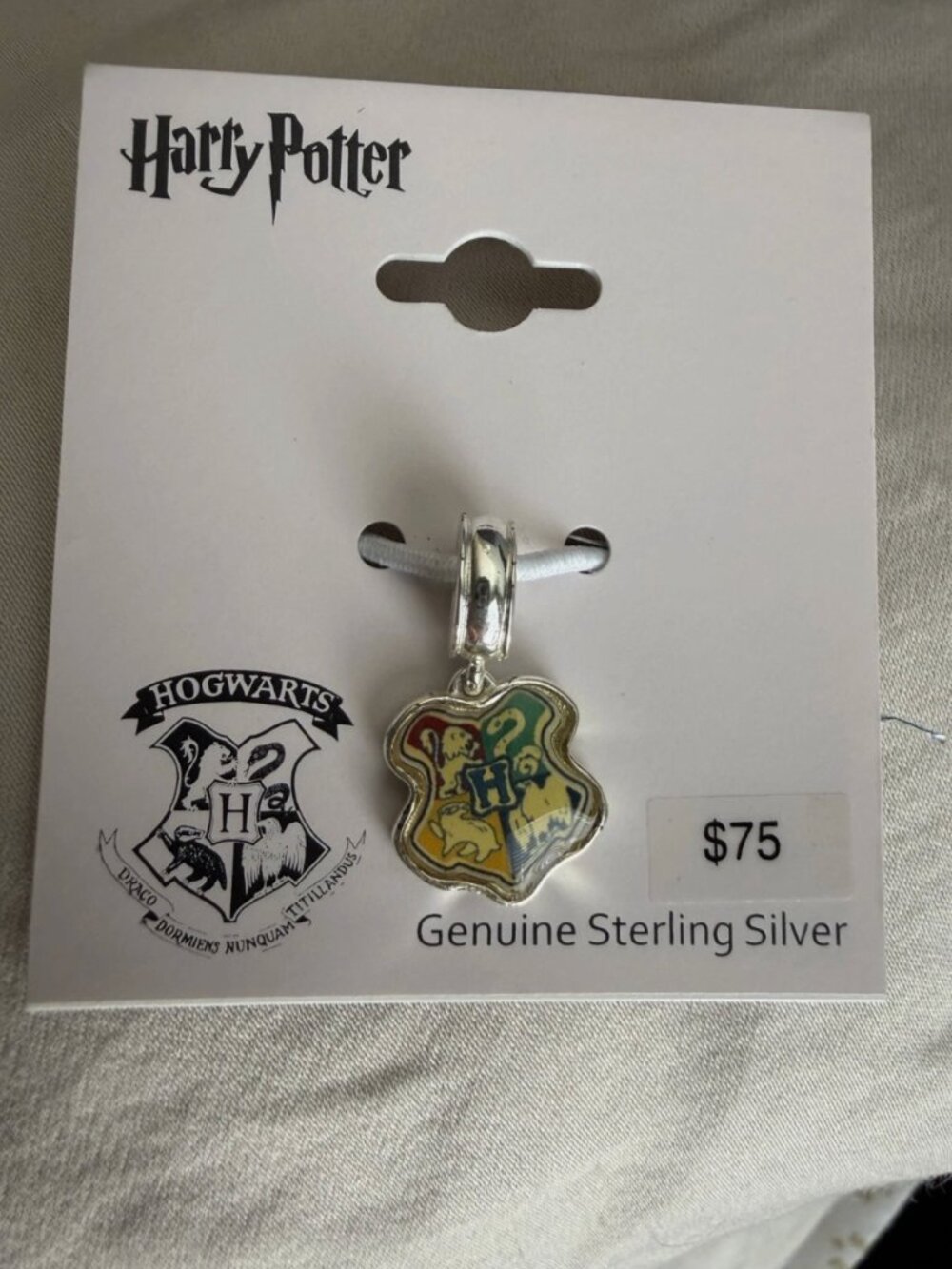 Harry Potter Hogwarts Crest Genuine Sterling Silver Dangle Charm NWT